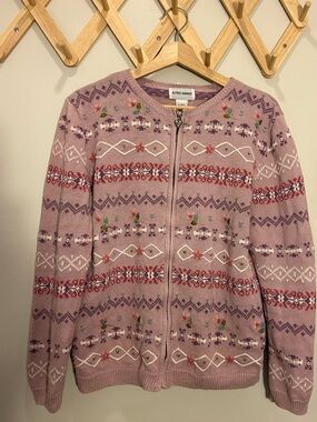 Sweet Cottagecore Spring Lavender Floral Zip Cardigan